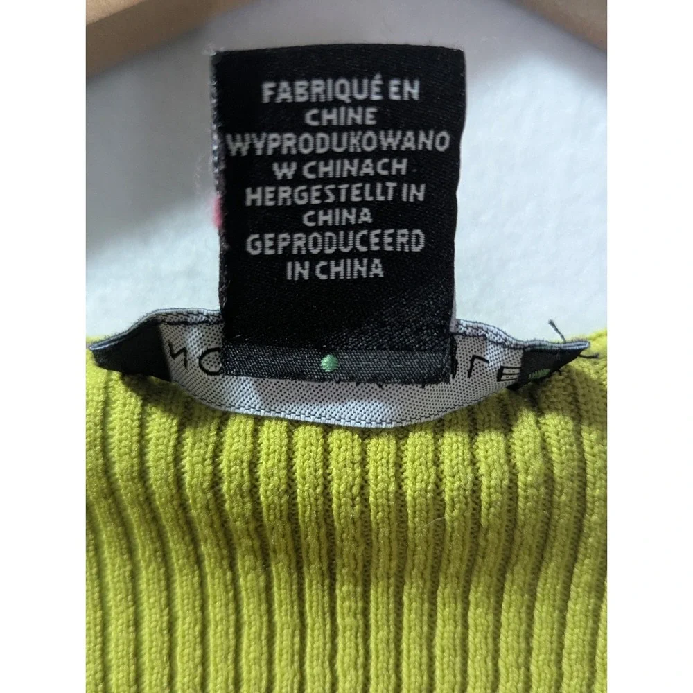 Sincerely Jules Ribbed Crop Sweater Square Neck Long Sleeve Green‎ M